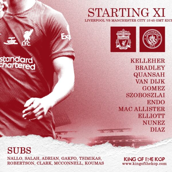 Liverpool team vs Manchester City premier League Anfield 10th of March