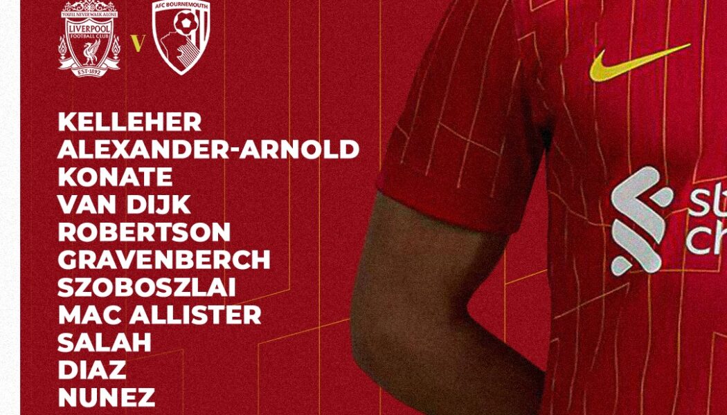 Liverpool team to play Bournemouth at Anfield on the 21st of September 2024