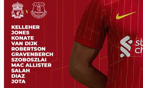 Confirmed: Liverpool team vs Everton