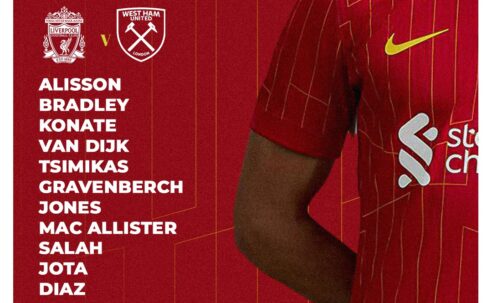 Confirmed: Liverpool team vs West Ham