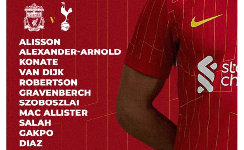 Liverpool team vs Tottenham Anfield Premier League 27th of April 2025