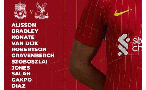 Liverpool team vs Crystal Palace Premier league Anfield 25th of May 2025