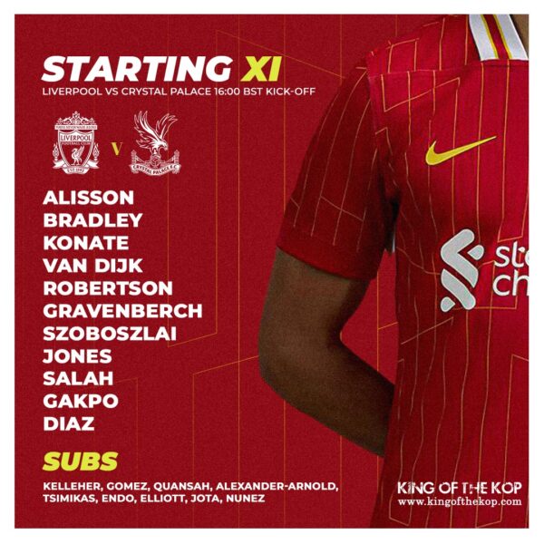 Liverpool team vs Crystal Palace Premier league Anfield 25th of May 2025