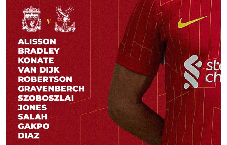 Liverpool team vs Crystal Palace Premier league Anfield 25th of May 2025