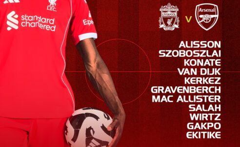 Liverpool team vs Arsenal Anfield 31st of August 2025