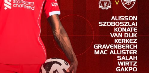 Liverpool team vs Arsenal Anfield 31st of August 2025