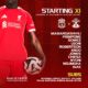 Liverpool starting XI graphic vs Southampton in the Carabao Cup at Anfield. Mamardashvili, Frimpong, Gomez, Leoni, Robertson, Endo, Jones, Chiesa, Nyoni, Ngumoha, Isak. Subs: Woodman, Kerkez, Bradley, Williams, Pilling, Morrison, Gordon, Danns, Ekitike.