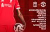 Liverpool starting XI graphic for the Premier League match against Manchester United at Anfield, showing Mamardashvili, Bradley, Konaté, Van Dijk, Kerkez, Gravenberch, Mac Allister, Salah, Szoboszlai, Gakpo, and Isak, with substitutes Woodman, Gomez, Robertson, Frimpong, Jones, Wirtz, Nguemoha, Chiesa, and Ekitike.