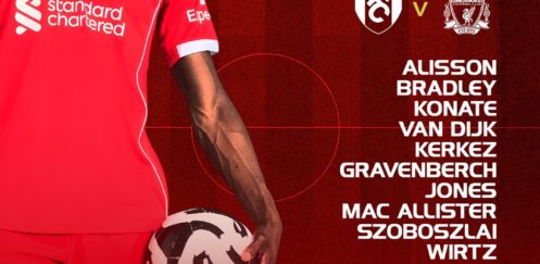 Confirmed: Liverpool team vs Fulham
