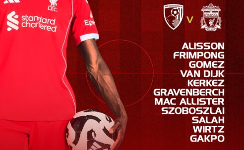 Confirmed: Liverpool team vs Bournemouth