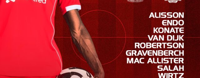 Liverpool XI vs Sunderland graphic showing Alisson, Endo, Konate, Van Dijk, Robertson, Salah and Gakpo in starting lineup at Stadium of Light.