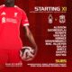 Liverpool starting XI vs Nottingham Forest at the City Ground, 14:00 GMT kick-off, Premier League team graphic.