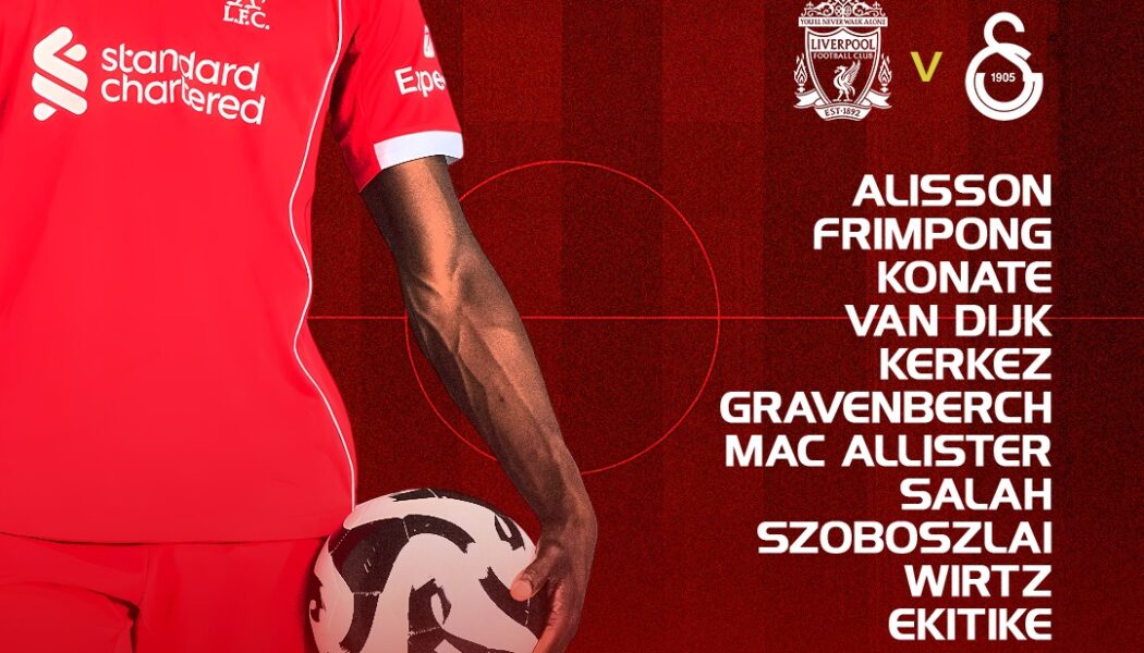 Liverpool players line up before the Champions League game against Galatasaray at Anfield.