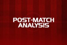 King of the Kop post-match analysis graphic on a red pitch-style background