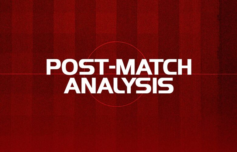 King of the Kop post-match analysis graphic on a red pitch-style background