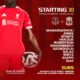Liverpool starting XI graphic vs Everton showing Mamardashvili, Jones, Konate, Van Dijk, Robertson, Gravenberch, Szoboszlai, Salah, Wirtz, Gakpo and Isak.