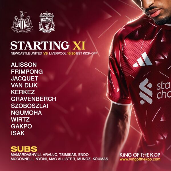 Confirmed: Liverpool team vs Newcastle United