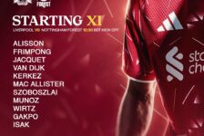 Liverpool starting XI for the Premier League match against Nottingham Forest at Anfield