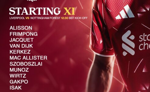 Liverpool starting XI for the Premier League match against Nottingham Forest at Anfield