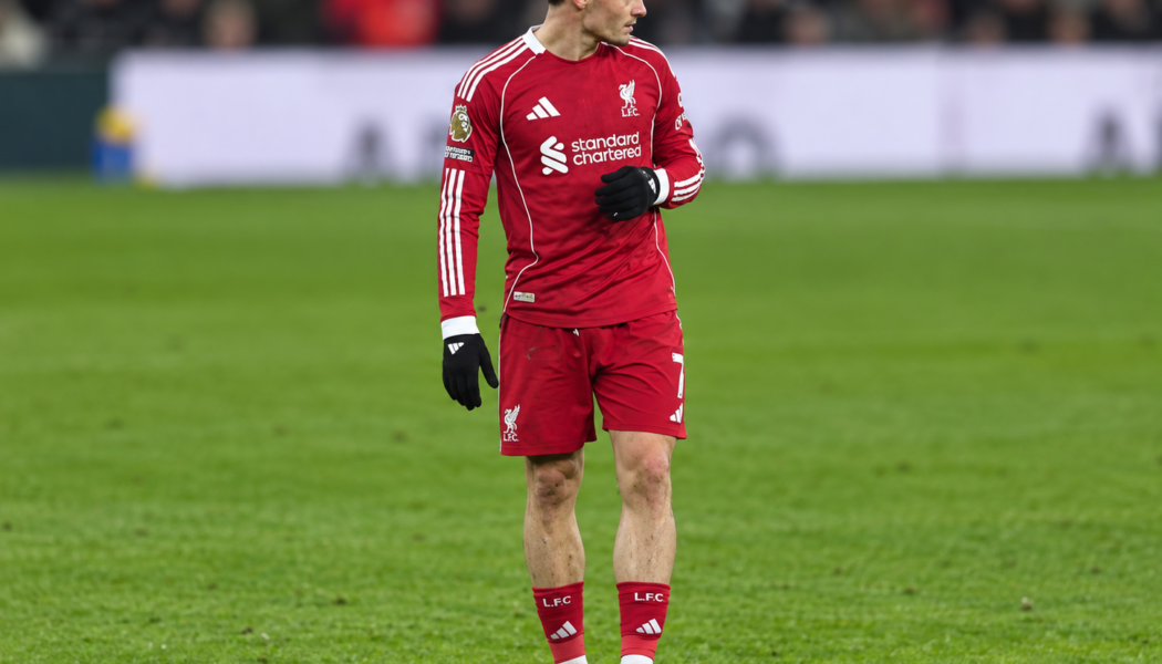 Florian Wirtz in action for Liverpool during a Premier League match at Craven Cottage