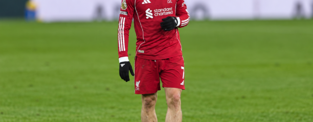 Florian Wirtz in action for Liverpool during a Premier League match at Craven Cottage