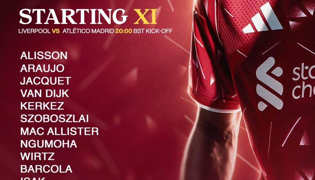 Bradley Barcola starts for Liverpool against Atlético Madrid in the Champions League at Anfield.