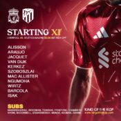 Bradley Barcola starts for Liverpool against Atlético Madrid in the Champions League at Anfield.
