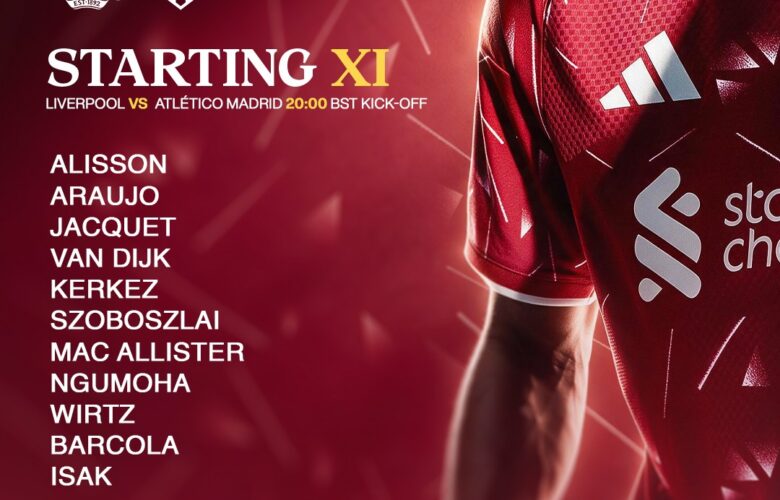 Bradley Barcola starts for Liverpool against Atlético Madrid in the Champions League at Anfield.