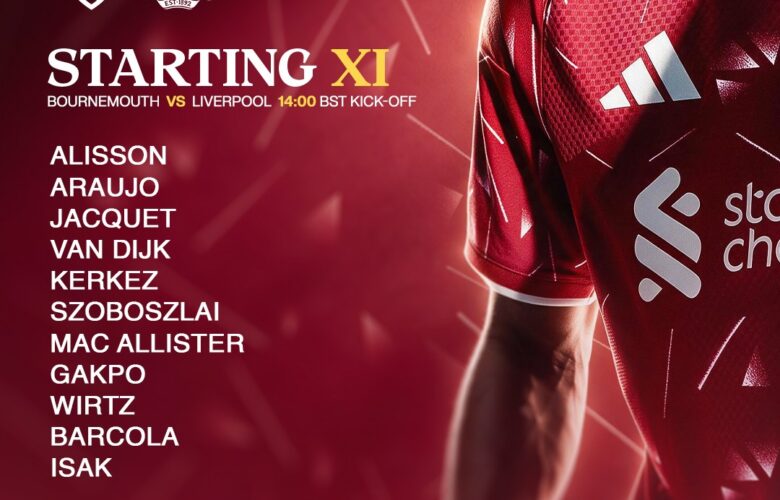 Liverpool starting XI for the Premier League match against Bournemouth at the Vitality Stadium