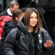 Fuka Nagano arriving for Liverpool Women's match against Tottenham in October 2024