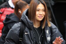Fuka Nagano arriving for Liverpool Women's match against Tottenham in October 2024