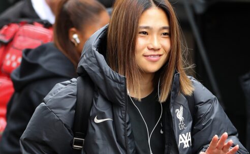 Fuka Nagano arriving for Liverpool Women's match against Tottenham in October 2024