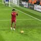 Trent Alexander-Arnold walking towards the corner flag during Liverpool’s match against Leicester City.