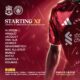 Liverpool starting XI and substitutes against Manchester City at Anfield, with Lewis Koumas leading the attack.
