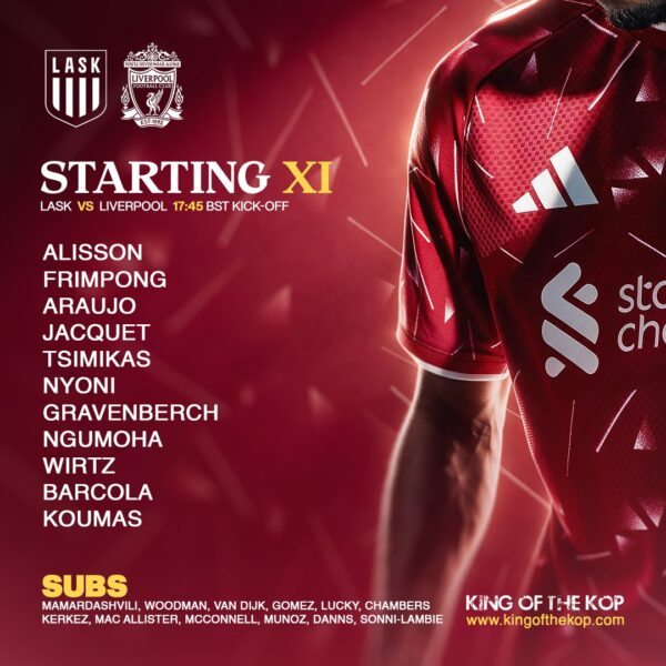 Liverpool team vs LASK Champions League 14 October 2026