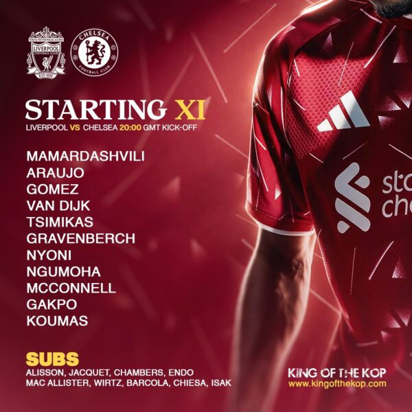Liverpool team vs Chelsea EFL cup Anfield 28th of October 2026